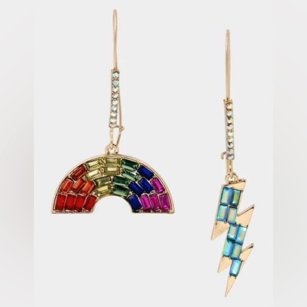 Betsey Johnson Rainbow & Lightning Bolt Earrings NWT - Picture 11 of 13